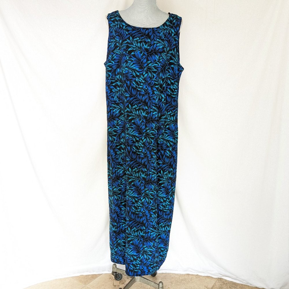 Studio 1Turquoise & Blue & Black Print  Sleeveless ankle length Dress Size 18W